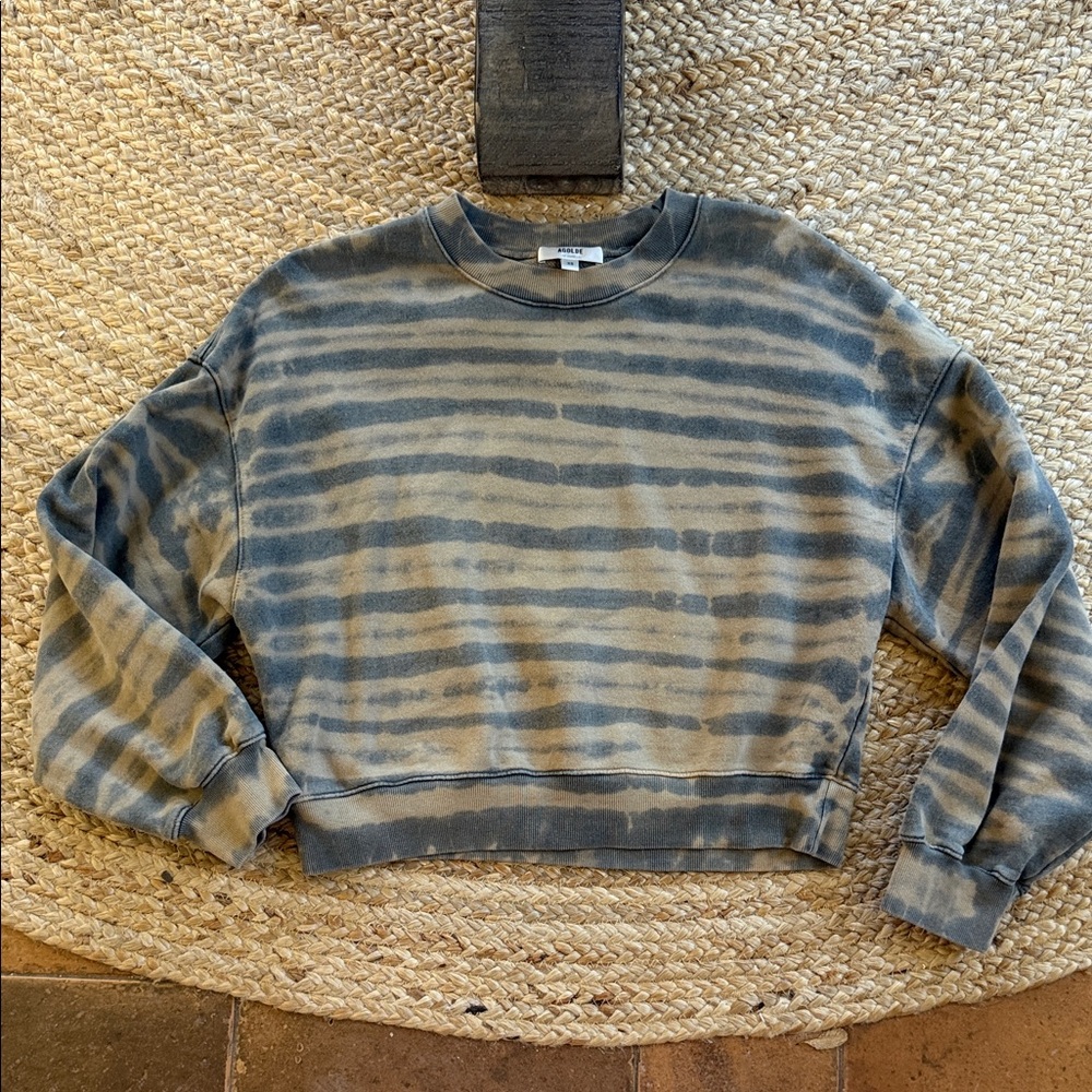 AGOLDE Ritchie Crop Tie Dyed Tiger Striped Sweatshirt Anthropologie XS